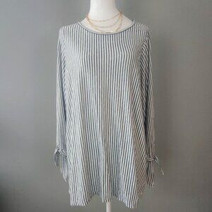 Max Studio Blue and White Striped Blouse Size 1X